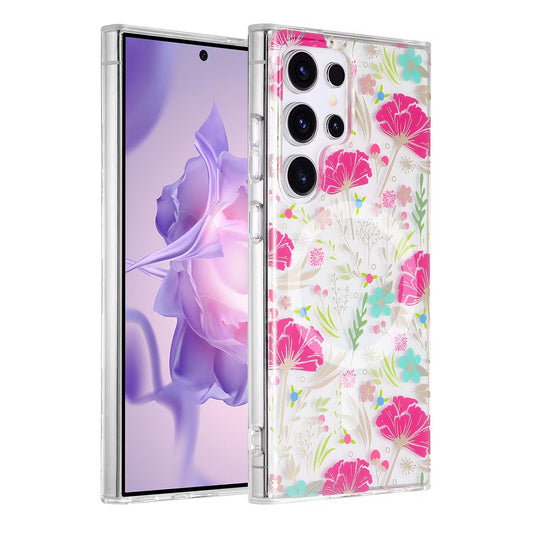 Samsung Galaxy S24 Ultra Magnetskal - Blommor i Röd/Grön