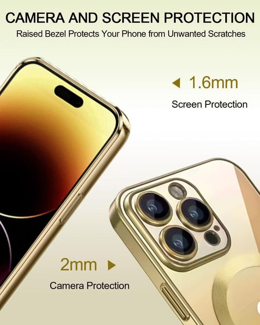 Magnetiskt transparent skal för iPhone 15 Pro Max - Guld
