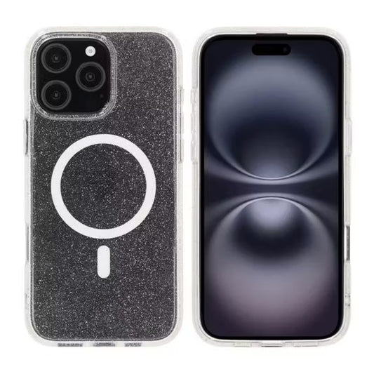 iPhone 16 Pro Max Rv Skal TPU med MagSafe - Glitter Vit