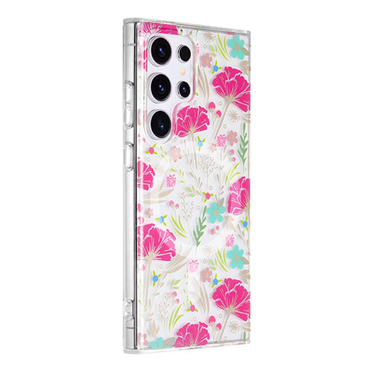 Samsung Galaxy S24 Ultra Magnetskal - Blommor i Röd/Grön