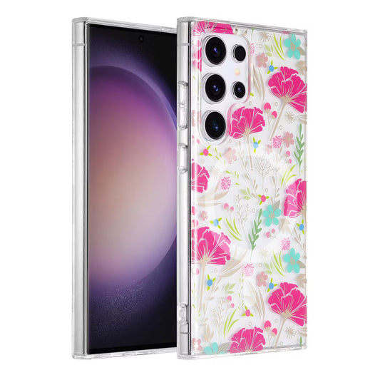 Samsung Galaxy S23 Ultra Magnetskal - Blommor Röd/Grön