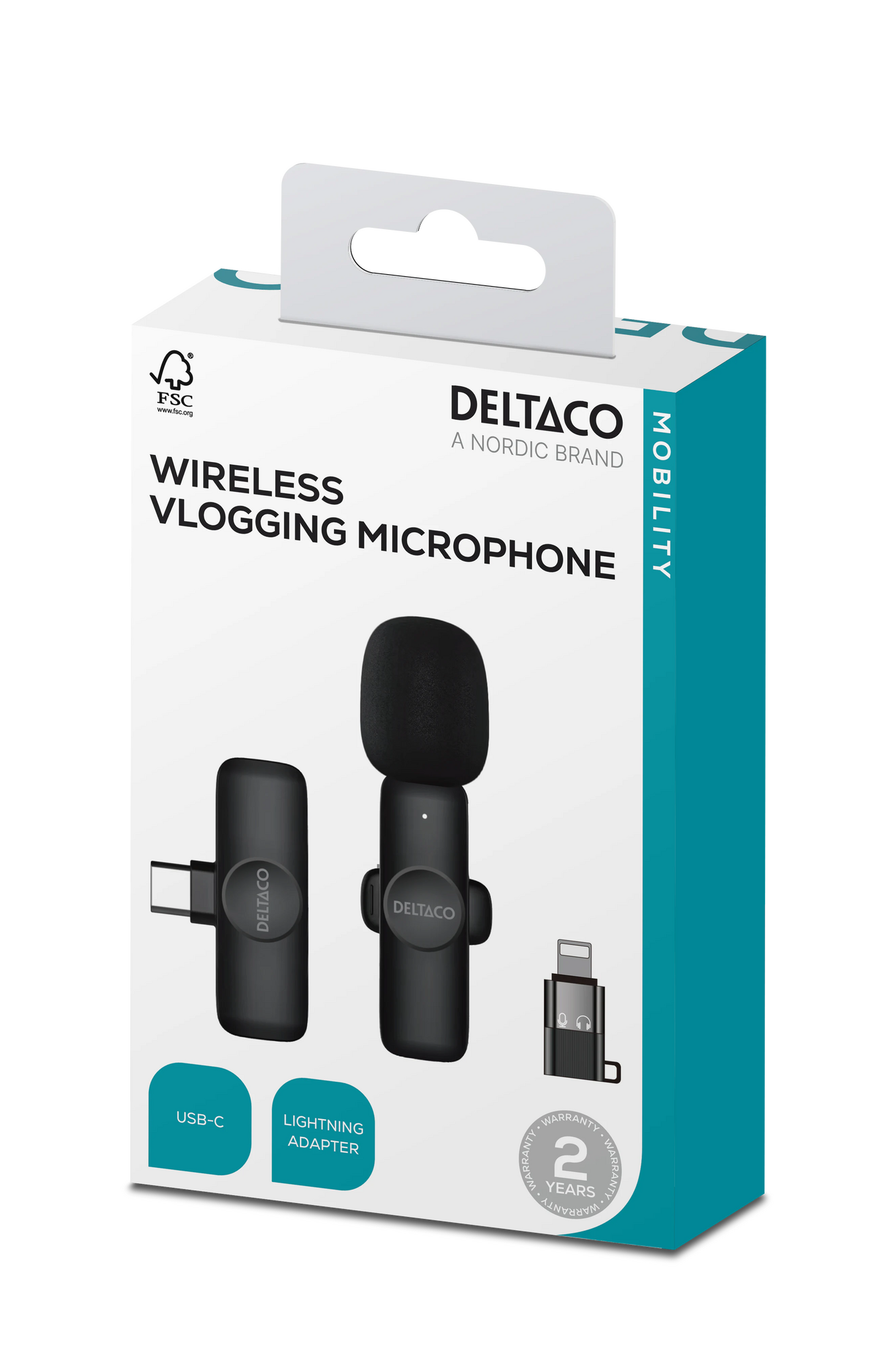 Deltaco Trådlös Vlog-mikrofon för iPhone & Samsung.-svart