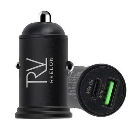 Rvelon Billaddare med 45W USB-C PD3.0 och USB-A QC3.0 Snabbladdning